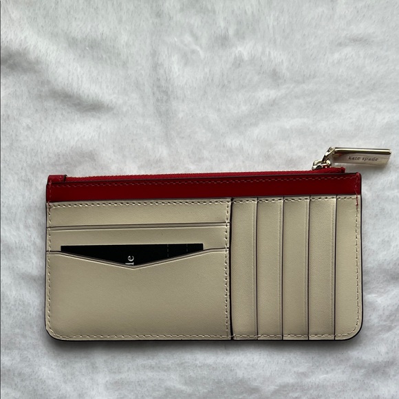 kate spade cream and red heart zip card pouch - Picture 2 of 2